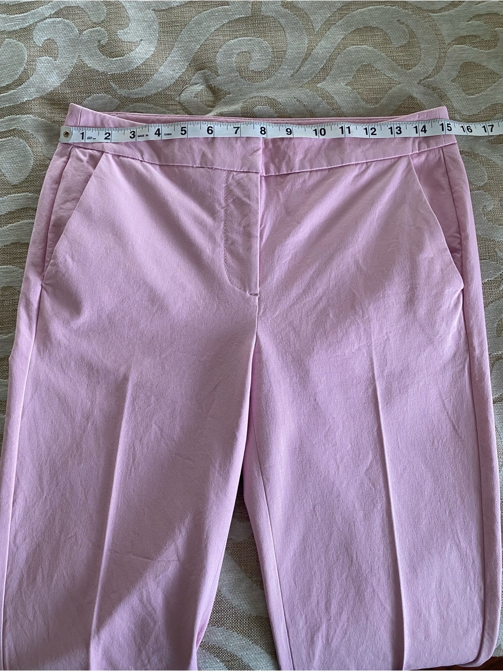 Talbots Blush Pink Ruffle Hem Ankle Pants Size 2 Stretch Cotton Career Casual - Picture 7 of 10